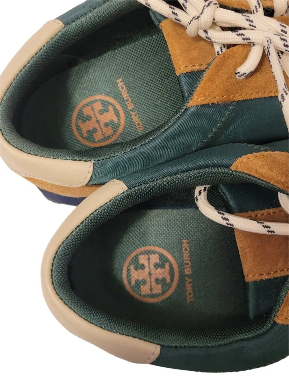 Tory Burch Annie Nylon Suede Runner Sneakers in Botanical Garden/Rhum/Rice Paper